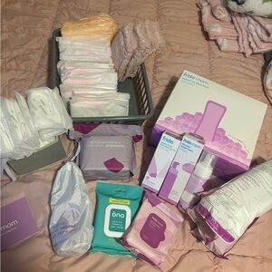Frida Mom Postpartum Care Bundle with Pads & Liners - Pink & White